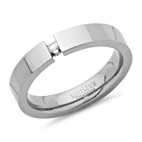 Zásnubný prsteň 4 mm - titán - diamant