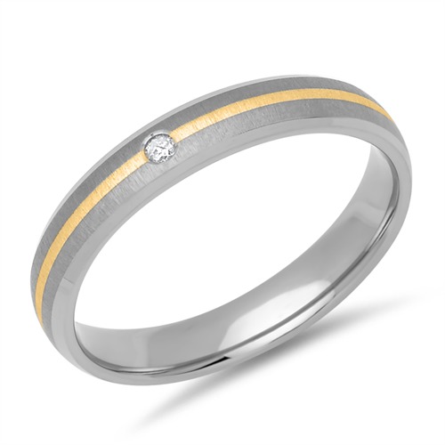 Zásnubný prsteň - titán + zlato - 4 mm - diamant
