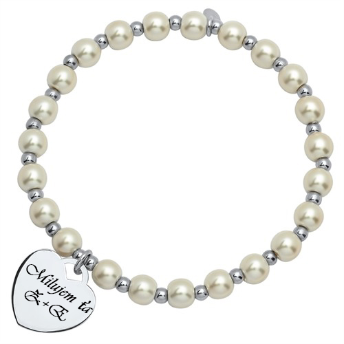 Strieborný náramok s perlami -  LASER ZDARMA - ideálny darček pre ženu
