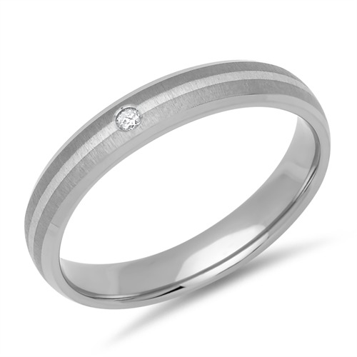 Zásnubný prsteň - titán + striebro - 4 mm - diamant