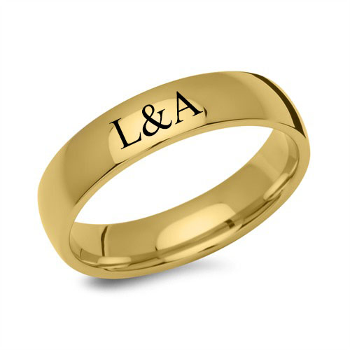 Ocelový prsteň zlatý - lesklý 6 mm s gravírovaním - LASEROVÉ GRAVÍROVANIE ZDARMA