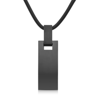 Čierny prívesok z nehrdzavejúcej ocele - gumená retiazka v cene